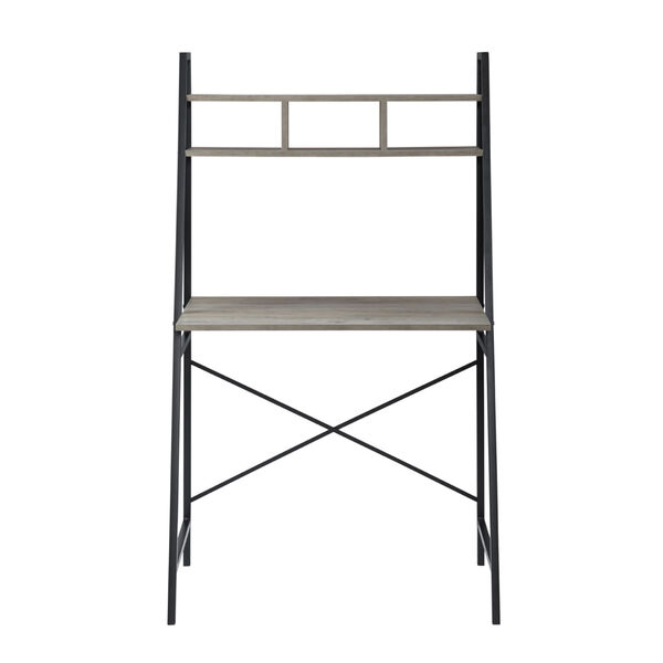 Mini Arlo Gray and Black Ladder Desk with Storage, image 3