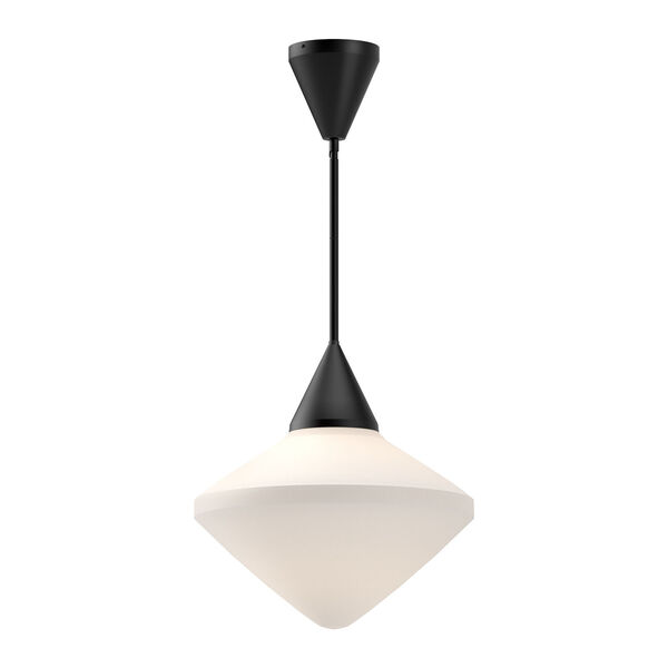 Nora Matte Black One-Light Pendant with Opal Glass, image 1