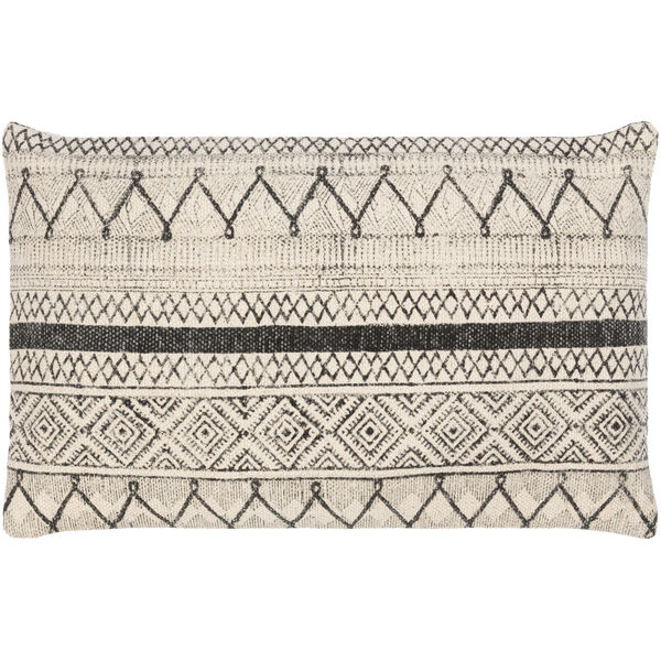 Janya Beige and Black 14-Inch Pillow, image 1