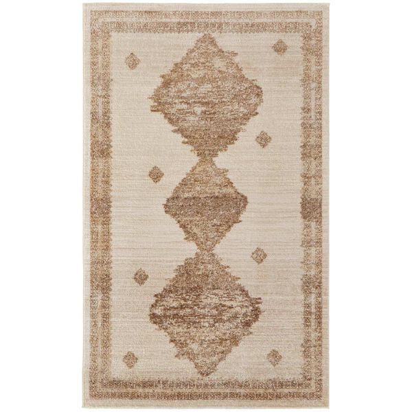 Camellia Global Geometric Tan Ivory Rectangular 4 Ft. 3 In. x 6 Ft. 3 In. Area Rug, image 1