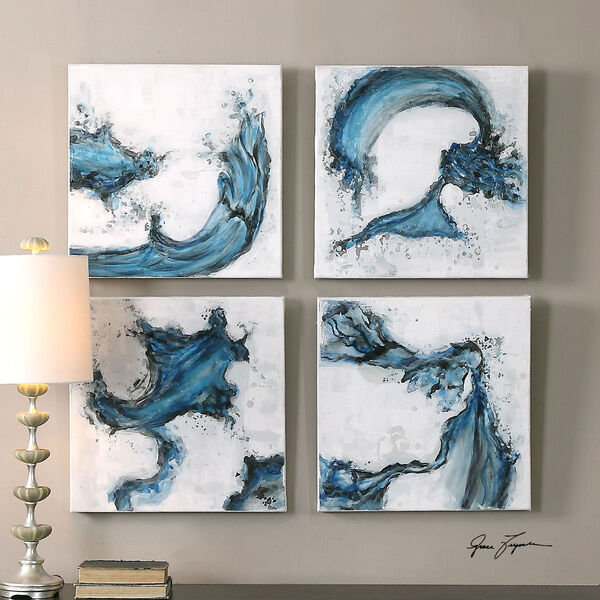 Swirls In Blue by Grace Feyock: 20 x 20-Inch Abstract Wall Art, Set of Four, image 1