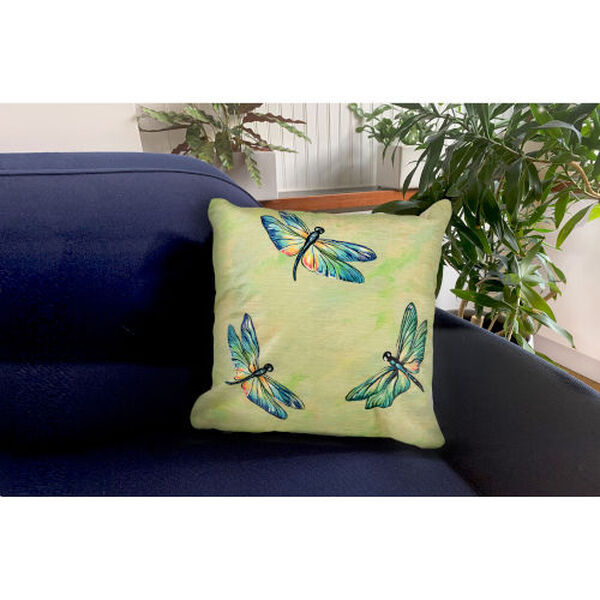 Illusions Green Liora Manne Dragonflies Indoor-Outdoor Pillow, image 2