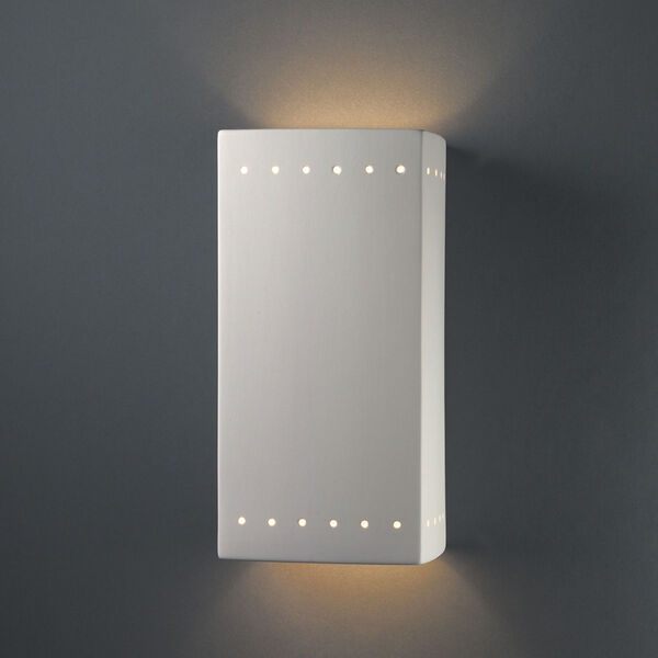 Ambiance Bisque ADA LED Outdoor Ceramic Rectangle Wall Sconce with Perfs, image 2