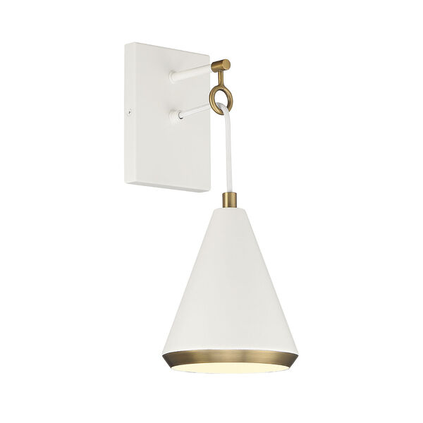 Chelsea White with Natural Brass One-Light Wall Sconce, image 4