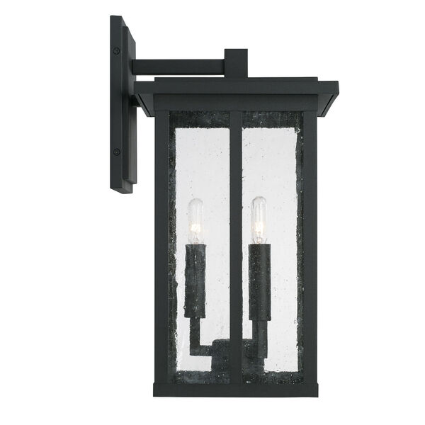Barrett Black Three-Light Outdoor Wall Lantern with Antiqued Glass, image 4