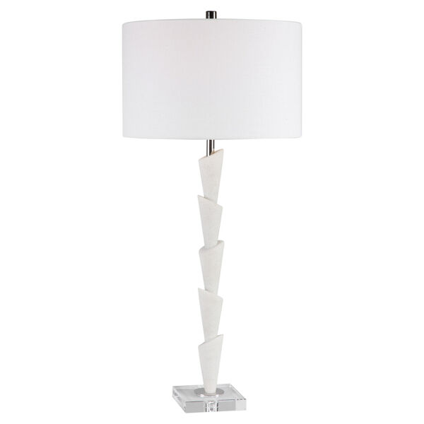 Ibiza White and Light Gray One-Light Table Lamp with Round Drum Hardback Shade, image 1