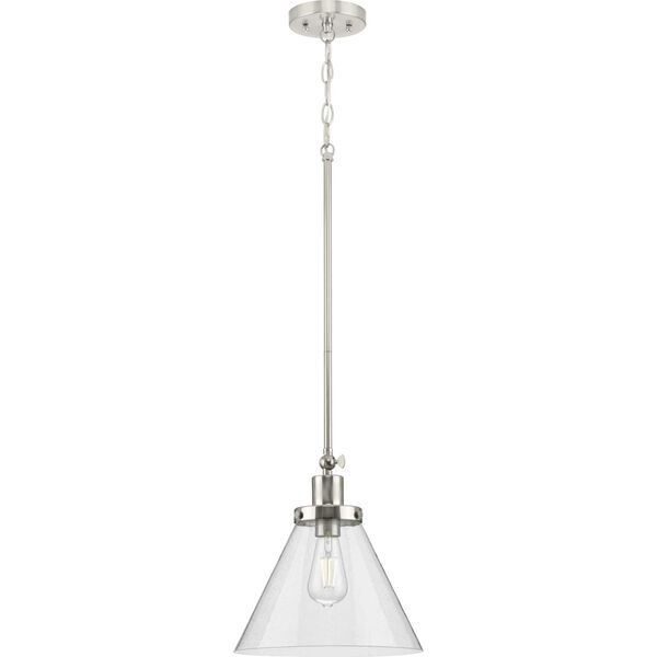 P500324-031: Hinton Matte Black One-Light Pendant with Clear Seeded Glass, image 2