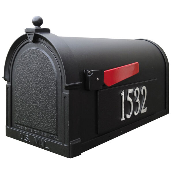 Personalized Berkshire Mailbox in Swedish Silver with Brass Side Numbers and Tacoma Post, image 1