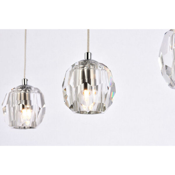 Eren Chrome 28-Inch Three-Light Pendant with Royal Cut Clear Crystal, image 4