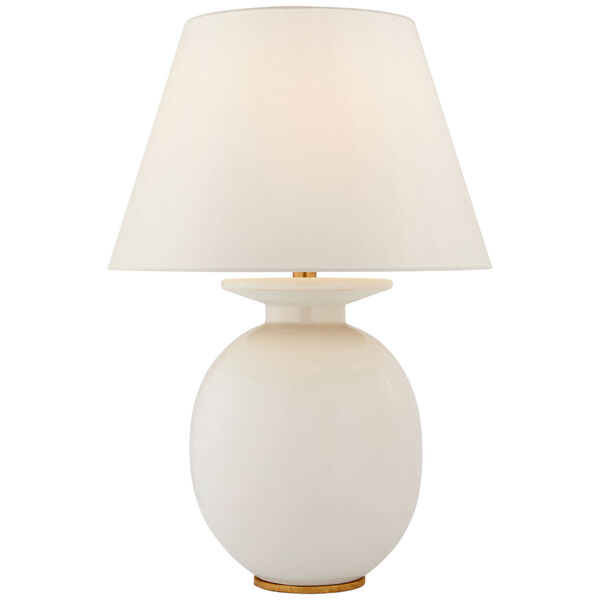 Hans Medium Table Lamp in Ivory with Linen Shade by Christopher Spitzmiller, image 1
