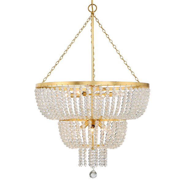 Rylee Antique Gold 25-Inch Eight-Light Chandelier, image 1