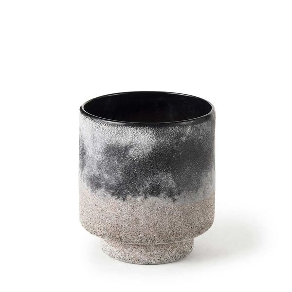Squally Black and Brown Ceramic Ombre Textured Small Vase, image 1