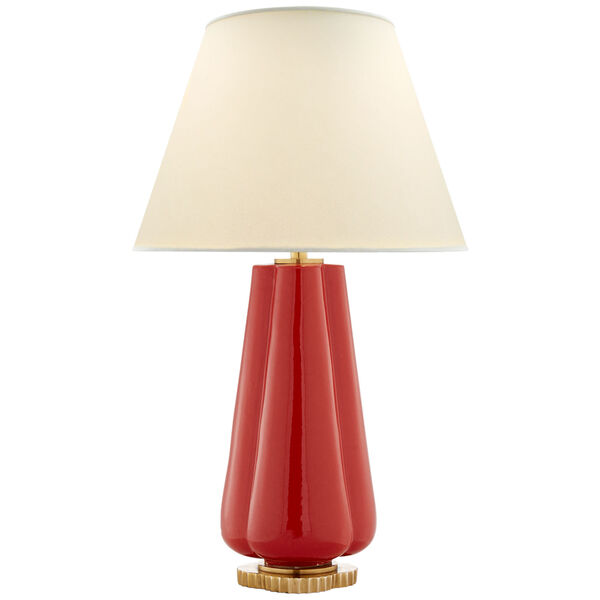 Penelope Table Lamp in Berry Red with Natural Percale Shade by Alexa Hampton, image 1
