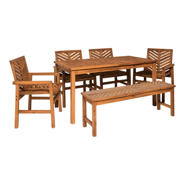 Brown 32-Inch Six-Piece Chevron Outdoor Dining Set, image 3