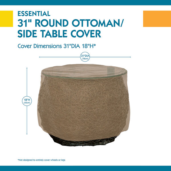 Essential Latte 31 In. Round Patio Ottoman or Side Table Cover, image 3