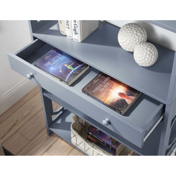 Omega Gray 5 Tier Bookcase with Drawer, image 4