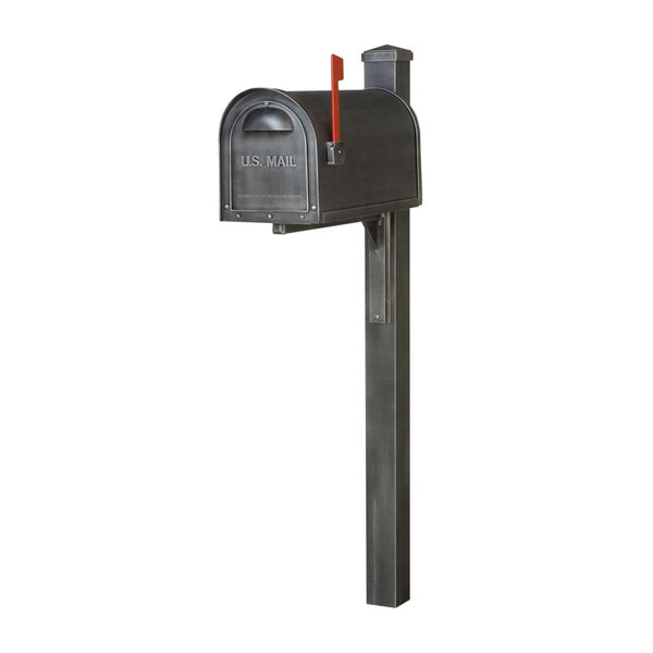 Classic Curbside Mailbox Swedish Silver Mailbox and Wellington Direct Burial Mailbox Post Smooth, image 2