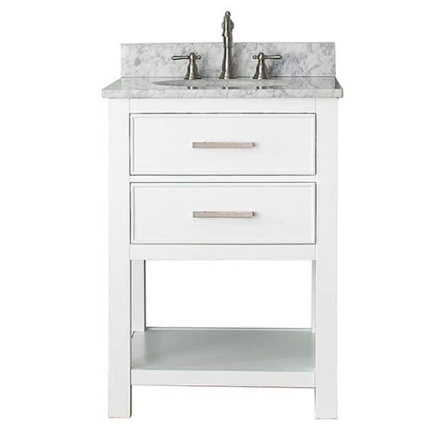 Brooks White 24-Inch Vanity Combo with Carrera White Marble Top, image 1