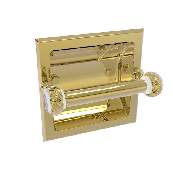 Pacific Grove Unlacquered Brass Six-Inch Recessed Toilet Paper Holder with Twisted Accents, image 1