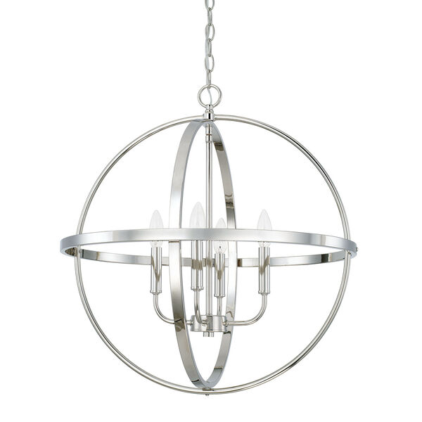 HomePlace Polished Nickel 23-Inch Four-Light Pendant, image 1