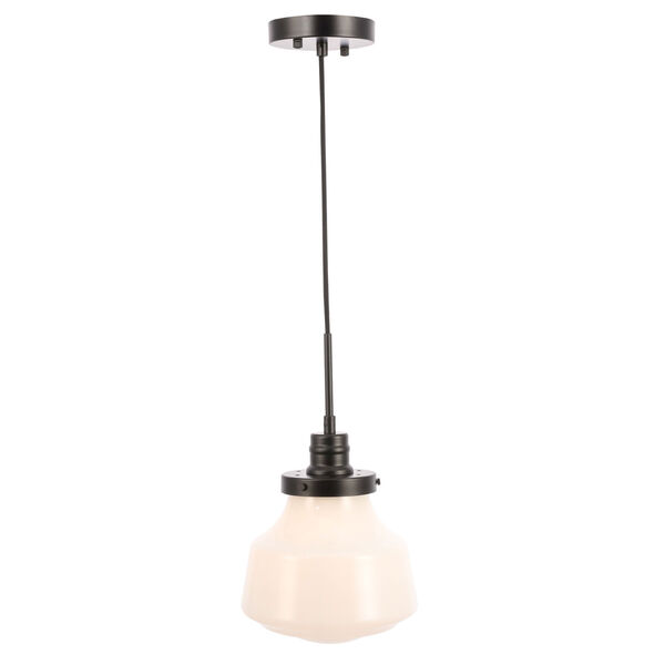 Lyle Black Eight-Inch One-Light Mini Pendant with Frosted White Glass, image 1