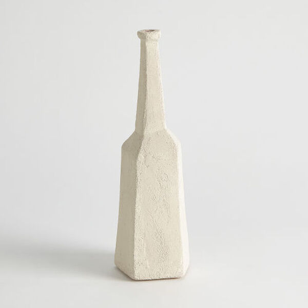White Medium Ceramic Sculpted Bottle, image 2