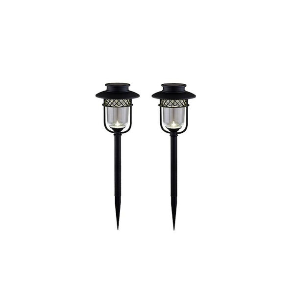 Black Stainless Steel LED Solar Powered Landscape Path and Garden Light, Pack of 2, image 1