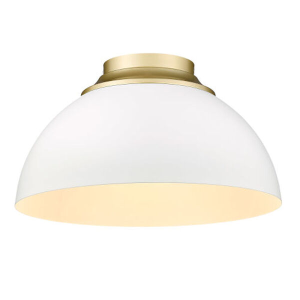 Essex Olympic Gold and Matte White Three-Light Flush Mount, image 1