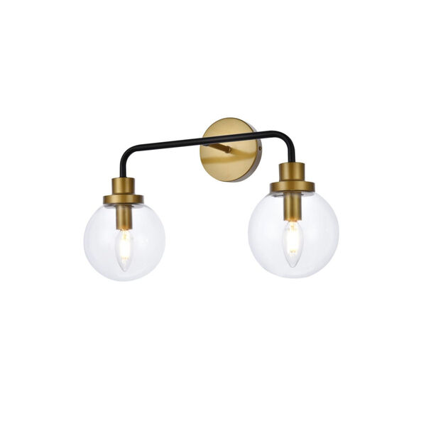 Hanson Black and Brass and Clear Shade Two-Light Bath Vanity, image 3