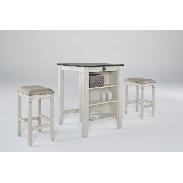 Tapas Antique White and Weathered Pepper Counter Table and Stool, 3-Piece, image 2
