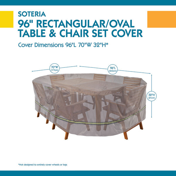 Soteria Grey RainProof 96 In. Rectangular Oval Patio Table with Chairs Cover, image 3