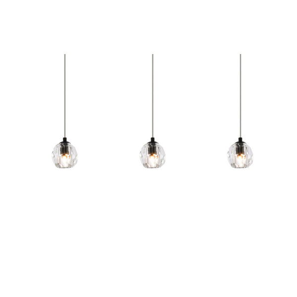 Eren Black 28-Inch Three-Light Pendant with Royal Cut Clear Crystal, image 3