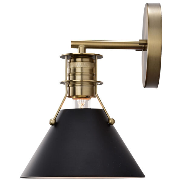 Outpost Matte Black and Burnished Brass One-Light Wall Sconce, image 4