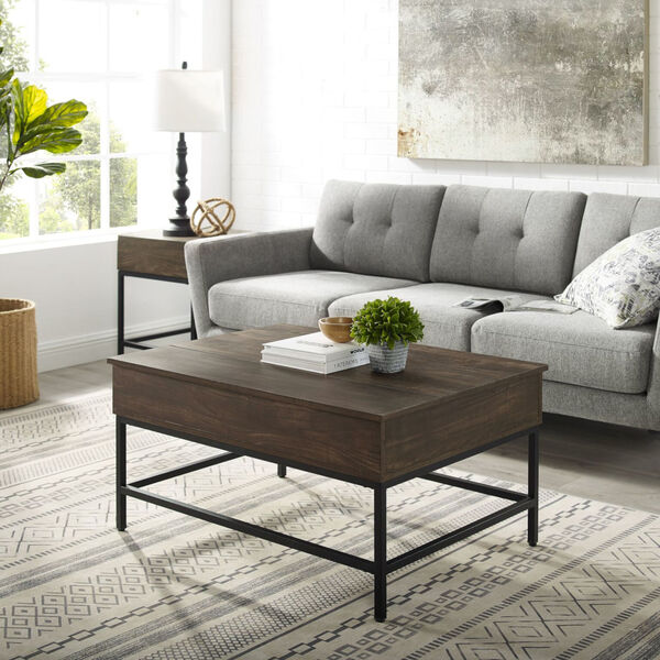 Jacobsen Brown Ash and Matte Black Lift-Top Storage Coffee Table, image 3