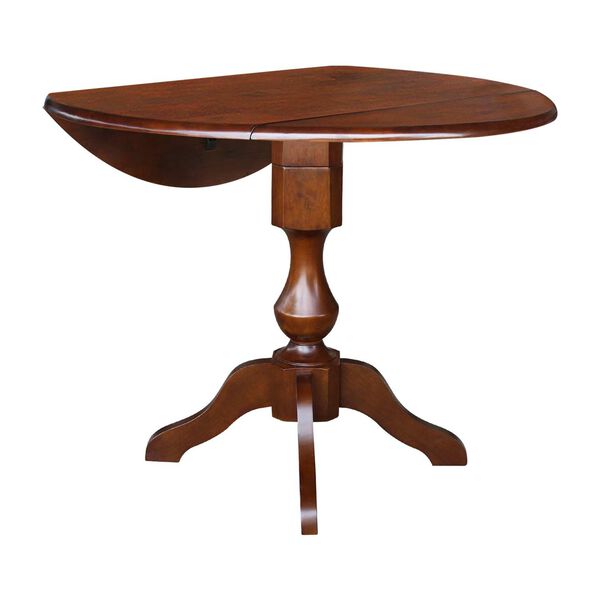 Espresso 36-Inch Round Pedestal Dual Drop Leaf Dining Table, image 3