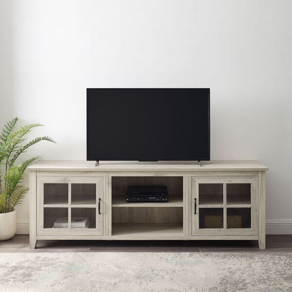 Birch TV Console with Glass Door, image 1
