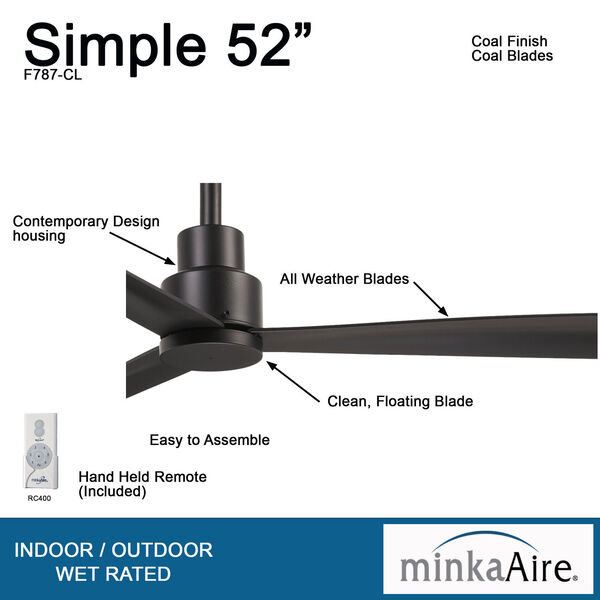 Simple Coal 52-Inch Ceiling Fan, image 4