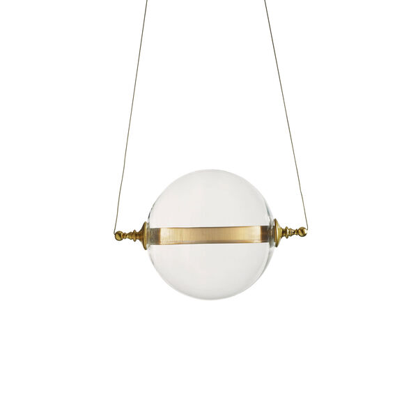 Otto Brass with Black Two-Light 11-Inch Pendant with Clear Glass, image 3