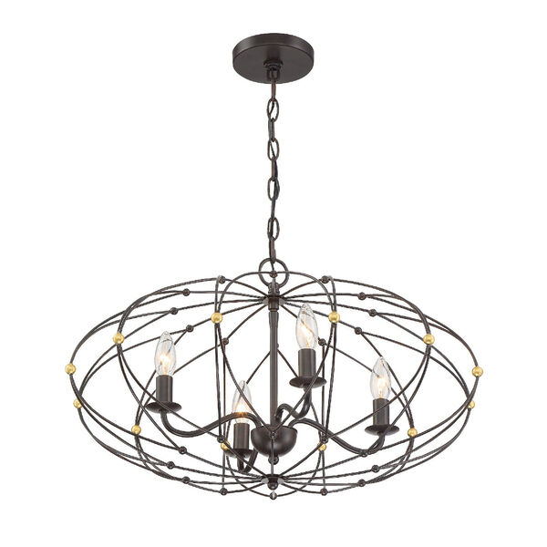 Zucca English Bronze and Antique Gold 25-Inch Four-Light Chandelier, image 4