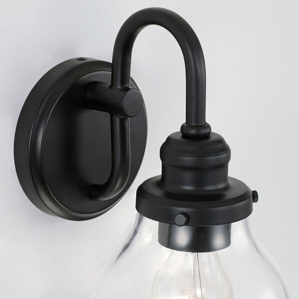 Baxter Matte Black One-Light Wall Sconce with Clear Glass Shade, image 4
