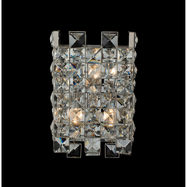 Piazze Polished Chrome Three-Light Wall Sconce with Firenze Crystal, image 2
