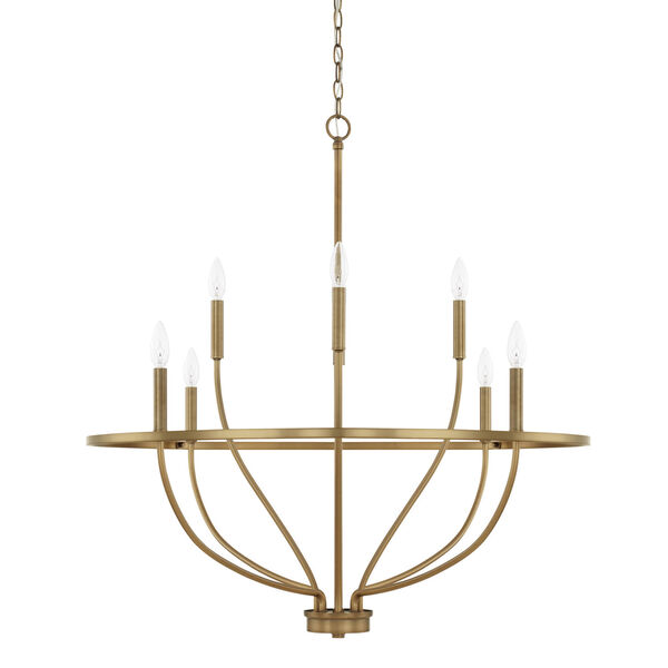 HomePlace Greyson Aged Brass 34-Inch Eight-Light Chandelier, image 1