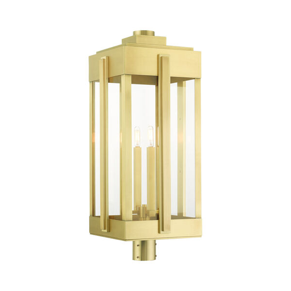 Lexington Natural Brass Four-Light Outdoor Post Lantern, image 1