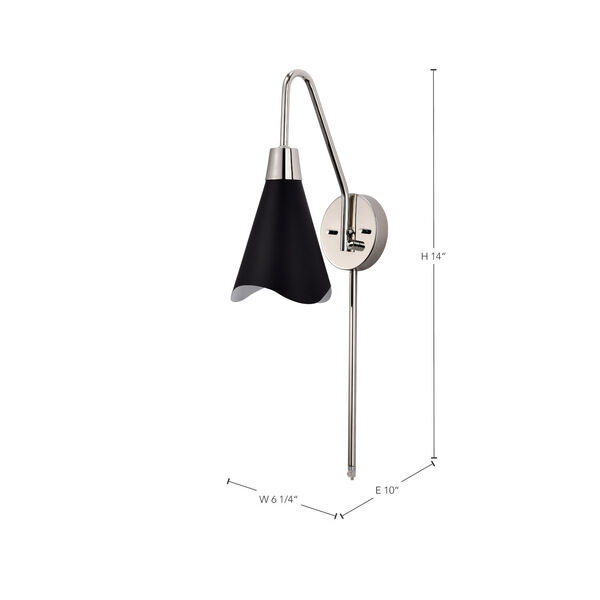 Tango Matte Black and Polished Nickel One-Light Wall Sconce, image 5