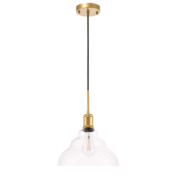 Gil Brass 11-Inch One-Light Pendant with Clear Seeded Glass, image 3