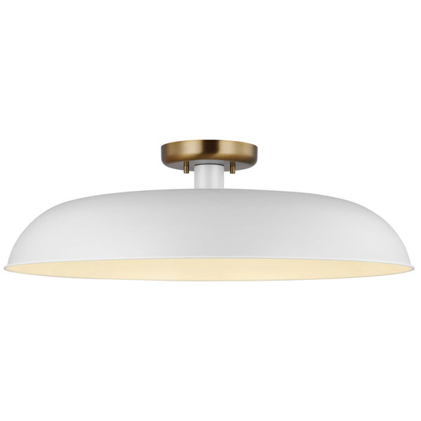 Colony Matte White and Burnished Brass 24-Inch One-Light Semi Flush Mount, image 2
