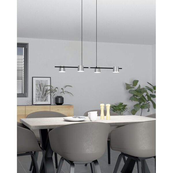 Altamira Structured Black Four-Light LED Linear Mini Pendant with Matte Nickel Shade, image 2