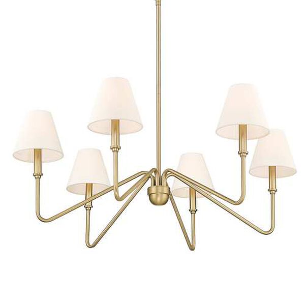 Kennedy Brushed Champagne Bronze Six-Light Chandelier with Ivory Linen shade, image 3