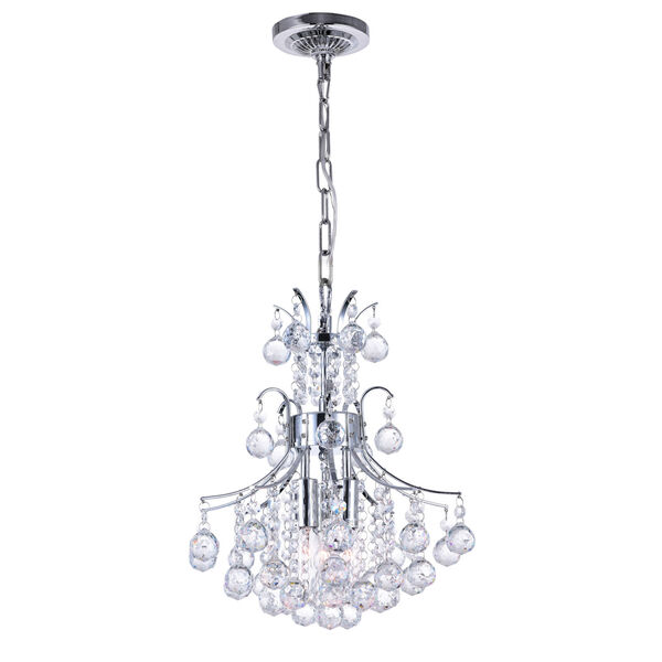 Princess Chrome Three-Light Chandelier with K9 Clear Crystal, image 1