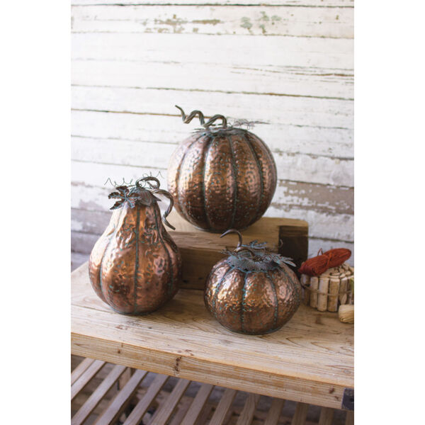 Copper Thanksgiving Pumpkins, Set of 3, image 1